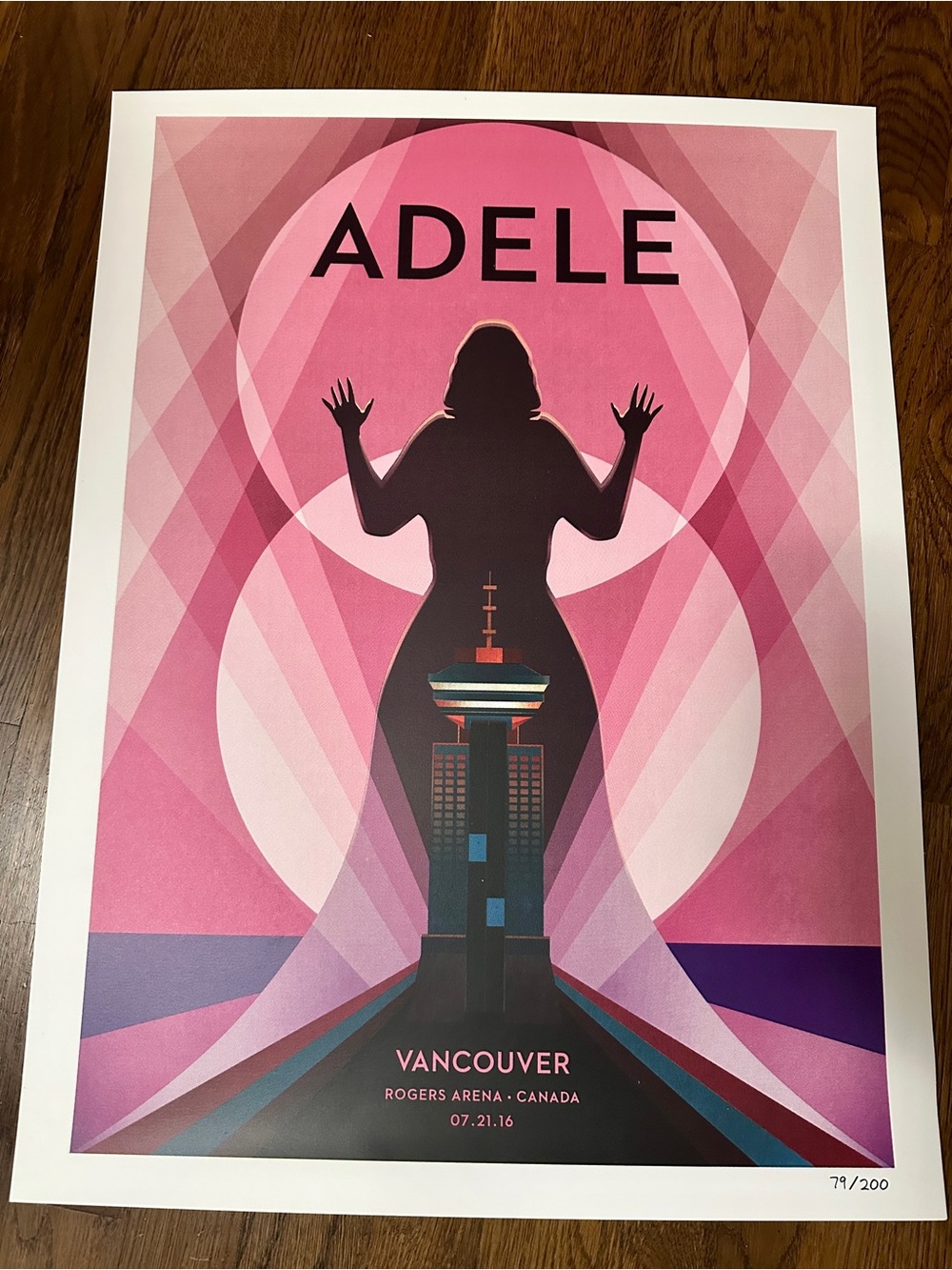 Adele Live 2016 Tour Vancouver Pink Concert Art Print Lithograph 07/21/16